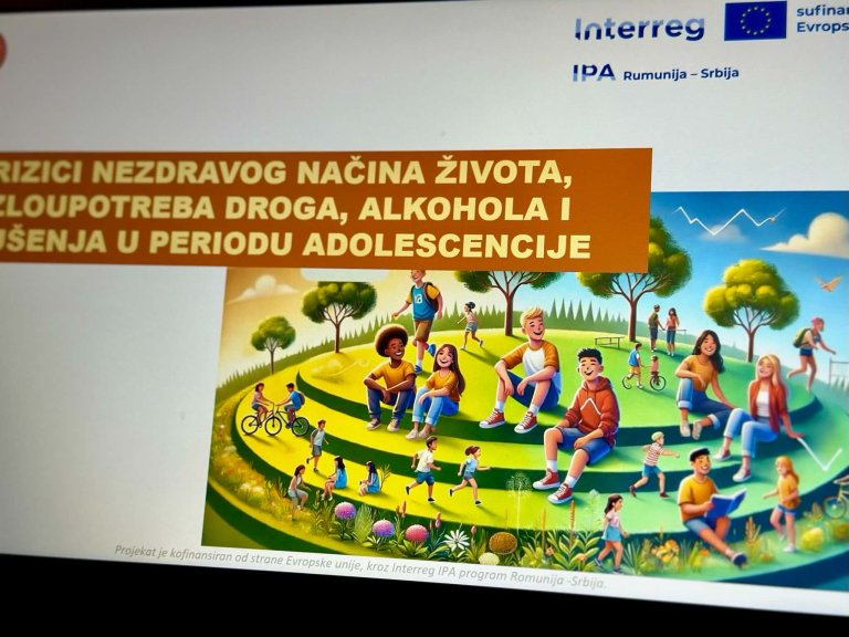 Fotografija 2 od 3: Srpska Crnja: Predavanje za osnovce i srednjoškolce o opasnosti od bolesti zavisnosti